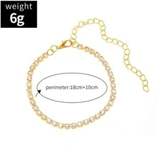 1入組多功能簡約閃亮鑽石足鏈，女式沙灘腳鐲，新娘時尚腿部及足部裝飾 - 銀色 - 查看 3