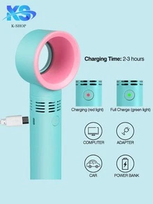 Ventilador de pestañas, ventilador recargable por USB, mini ventilador portátil de mano, aire acondicionado, secador de refrigeración para pestañas de secado acelerado - Azul - Ver 3