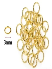 2500 argollas abiertas mini para bisutería aretes, pulseras y llaveros 3mm - Dorado - Ver 1