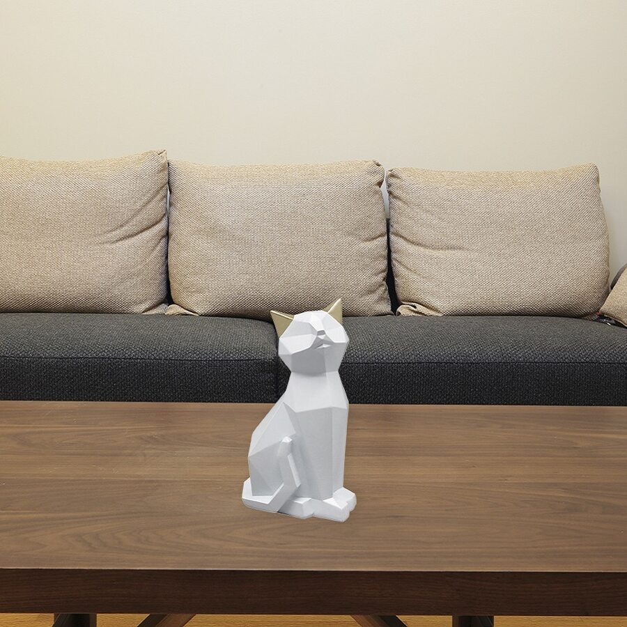 Gato Siames Geometrico Love and Lemons Resina - Blanco - Ver 1