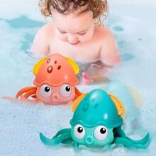 Baby Squid Toys For Bath And Beach With Rope And Wheels - Orange - View 5