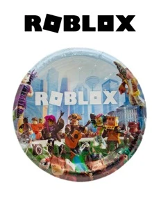 Party Kit 60 Disposable Roblox Character Guests 181 Pcs Cardboard Decoration Items Plates Cups Sweets + Canvas - Black - View 3