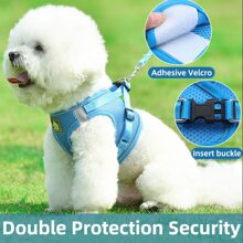 A Set Of Pet Harness And Leash, Soft Mesh Comfortable Breathable Adjustable Dog Vest Harness, Suitable For Small Dogs Or Puppies, All Seasons