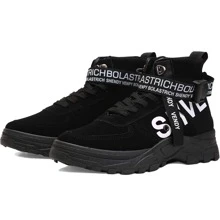 Shendy Vendy Botas Hombre Altas de Moda, Bota Táctica con Plataforma y Suela Gruesa, Antideslizante, Resistente Al Desgaste, Confortable-Botas De Trabajo, Botas De Motocicleta, Botas Altas Para Hombres, Zapatos Para Hombres - Negro - Ver 1