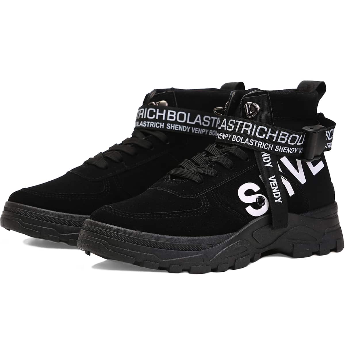 Shendy Vendy Botas Hombre Altas de Moda, Bota Táctica con Plataforma y Suela Gruesa, Antideslizante, Resistente Al Desgaste, Confortable-Botas De Trabajo, Botas De Motocicleta, Botas Altas Para Hombres, Zapatos Para Hombres - Negro - Ver 1