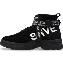 Shendy Vendy Botas Hombre Altas de Moda, Bota Táctica con Plataforma y Suela Gruesa, Antideslizante, Resistente Al Desgaste, Confortable-Botas De Trabajo, Botas De Motocicleta, Botas Altas Para Hombres, Zapatos Para Hombres - Negro - Ver 2
