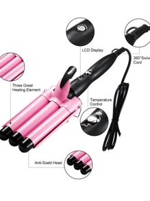 Tenaza Ferro Rizador Triple de Cabello para Ondas 3 Barriles - Rosa - Ver 4