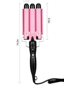 Tenaza Ferro Rizador Triple de Cabello para Ondas 3 Barriles - Rosa - Ver 5