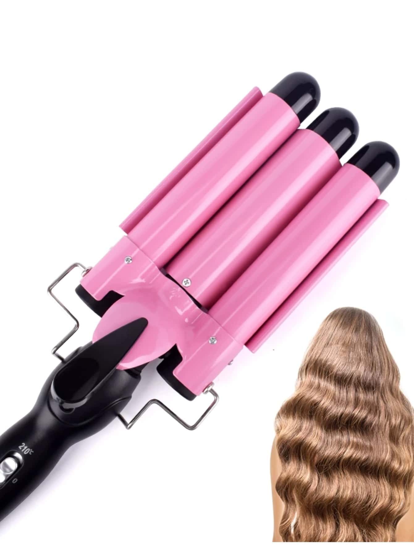Tenaza Ferro Rizador Triple de Cabello para Ondas 3 Barriles - Rosa - Ver 1