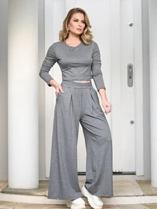 Women Two-piece Outfits - Màu xám đen - Xem 4