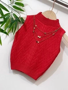 Women Knit Tops - 亮橙色 - 查看 3