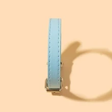 1pc Solid Color Artificial Pu Pet Collar, Suitable For Cats And Dogs - Baby Blue - View 5
