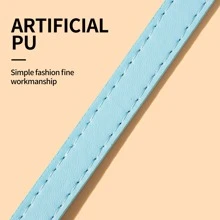 1pc Solid Color Artificial Pu Pet Collar, Suitable For Cats And Dogs - Baby Blue - View 9