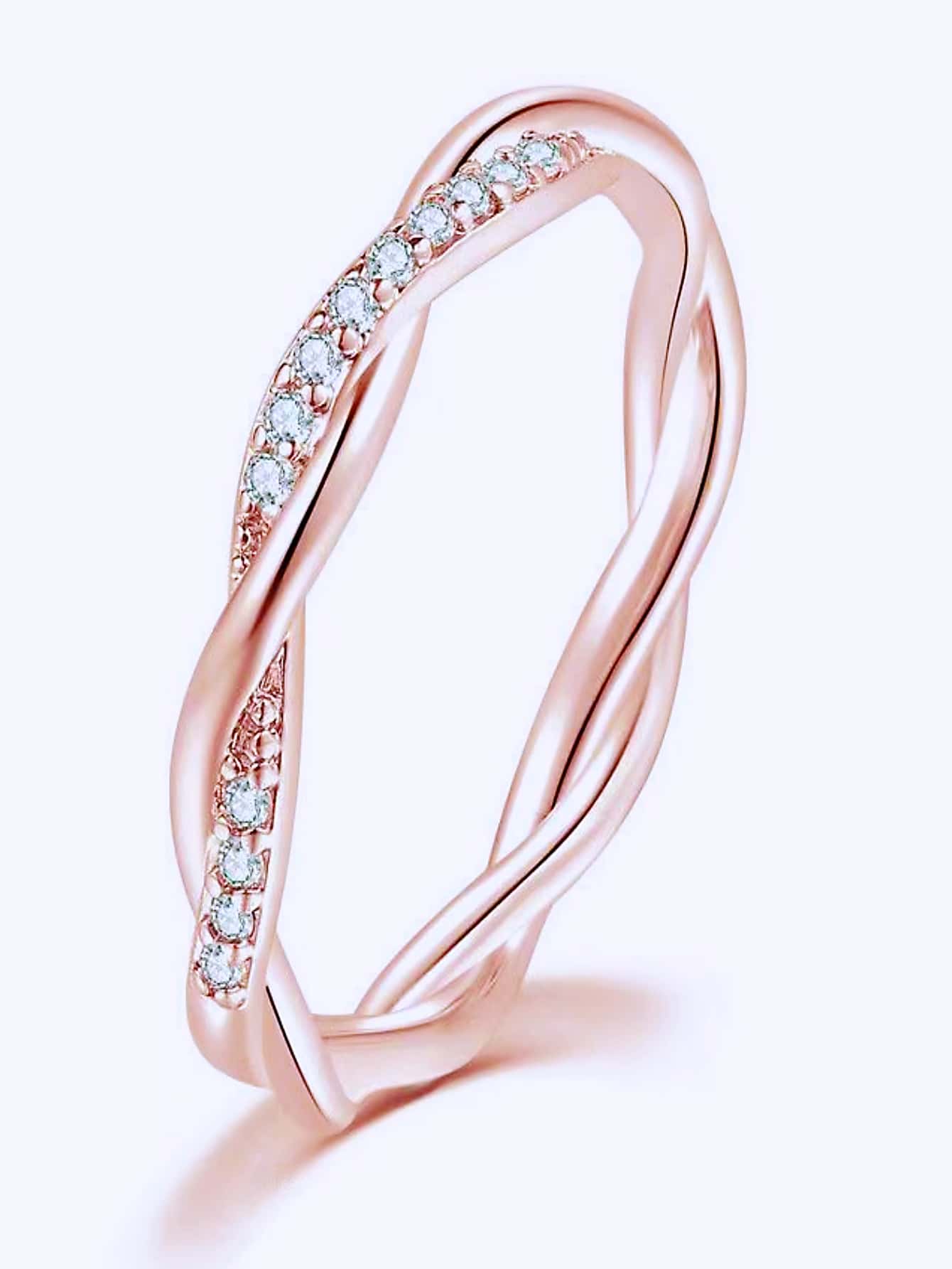 1入組鋅合金扭結編織圓環 - 玫瑰金 - 查看 1