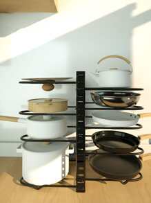 1set  8 Tier Pots And Pans Lid Organizer Rack Holder, Adjustable Pot Organizer Rack For Under Cabinet, Pot Rack For Kitchen Organization And Storage, Not Suitable For Small Pot - Black - View 5