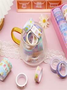 10顏色混合單卷3m手帳織帶,便宜古老人物主題剪貼簿貼紙織帶重量在A卷 - 粉色 - 查看 3