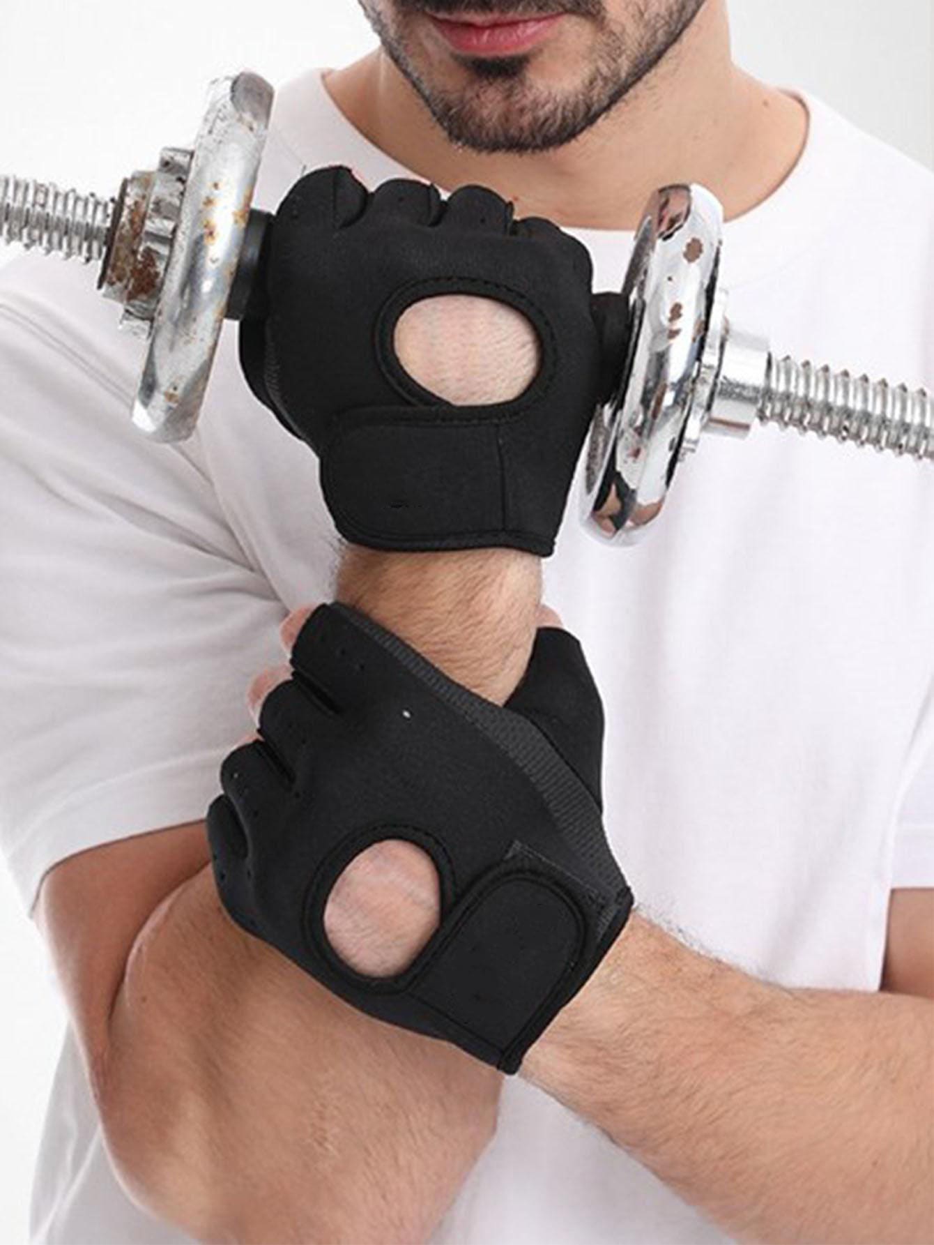 1pair Black Climbing Workout Gloves - Black - View 1