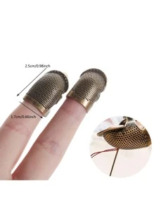 1入組銅合金縫紉頂針環復古字母圖形DIY縫紉工具配件易於縫紉 - 銅色 - 查看 3