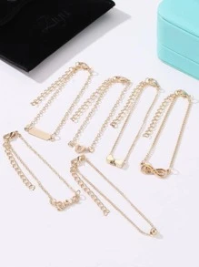 6 cái/bộ Vòng tay trang trí hình trái tim & vô cực - Vàng - Xem 3