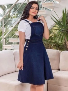 Women Denim Dresses - Azul Marino - Ver 1