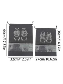 1入組鞋子收納防塵鞋收納帶拉繩閉合 - 黑色 - 查看 6