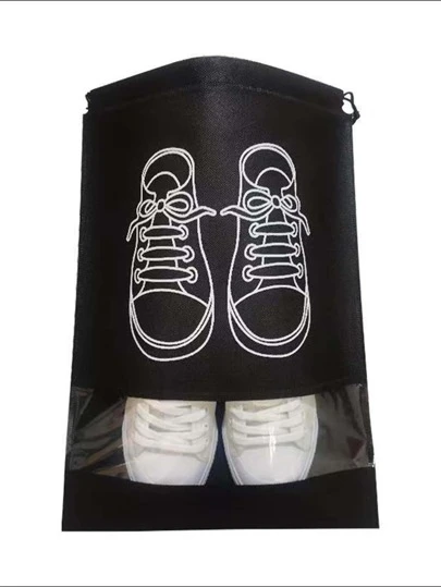 1pc Shoe Storage Bag Dustproof Shoe Organizer With Drawstring Closure