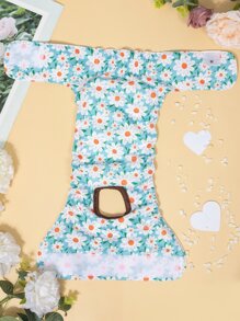 1pc Reusable Floral Pattern Female Dog Diaper - Multicolor - View 2