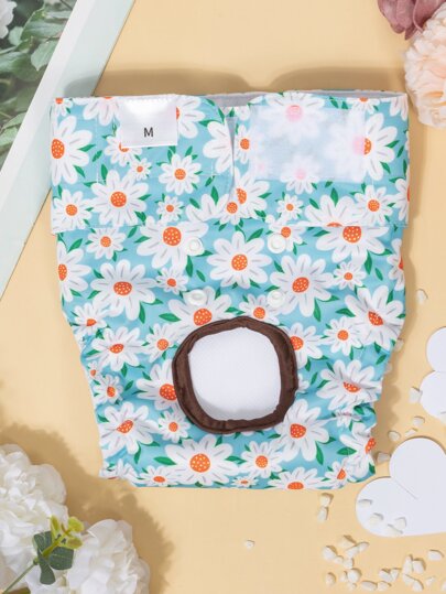 حفاضات كلاب أنثى قابلة لإعادة الاستخدام بنمط زهور قطعة واحدة