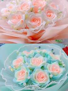 （5卷丝带）DIY玫瑰花材料缎带装饰蛋糕礼品包装编织丝带婚礼派对蝴蝶结丝带毕业典礼新娘礼物包装生日装饰婚礼用品伴娘礼物派对回礼返校DIY发夹感恩节圣诞节手工玫瑰丝带新年情人节婚礼新年 - 綠色 - 查看 10