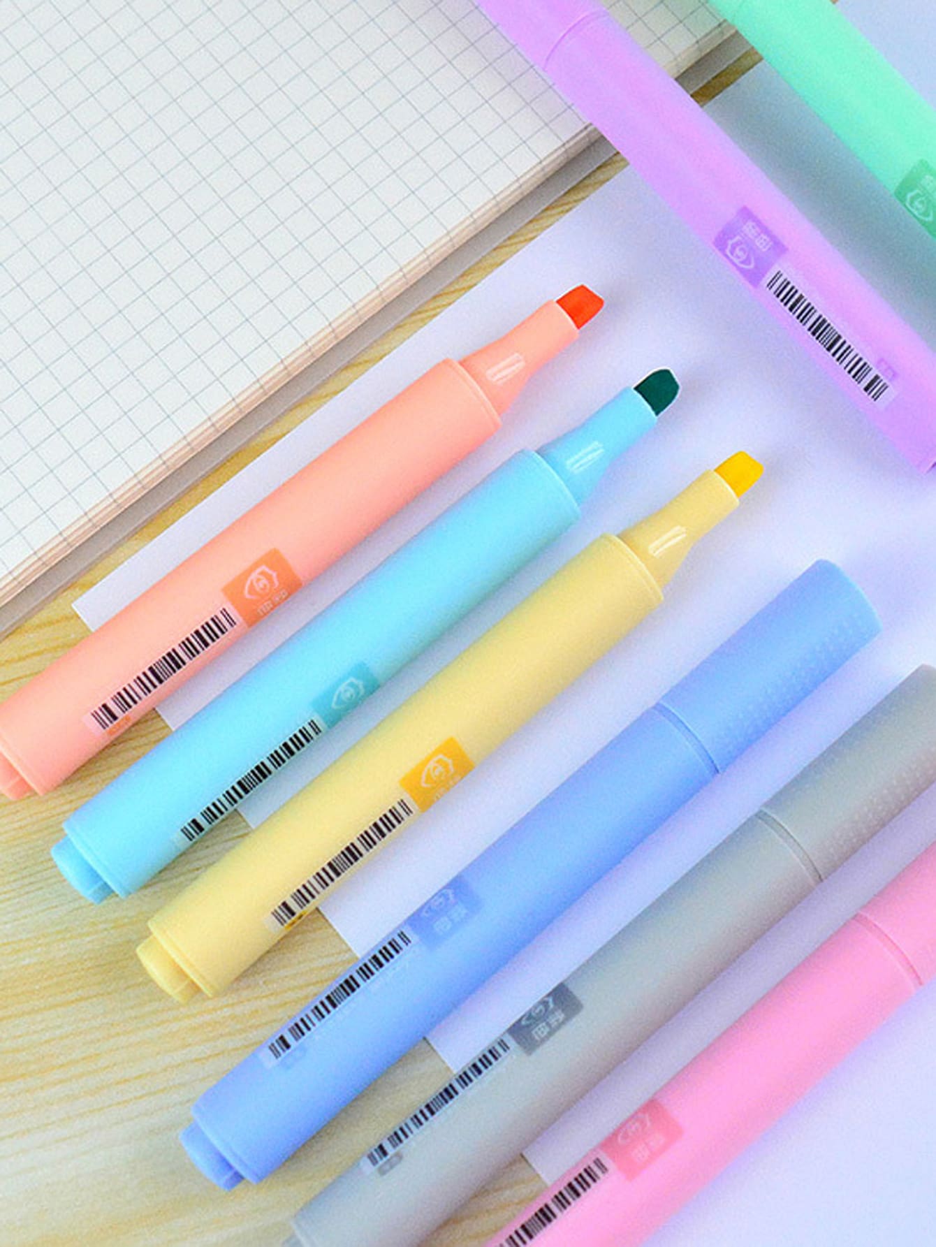 1box/8pcs Macaron Colored Fluorescent Highlighter With Slanted Head And
