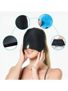 1pc Migraine Relief Hat Gel Ice Pack Cap, Cooling & Heating Therapy, Perfect For Headache Relief - Black - View 1