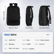 Slim Laptop Backpack Expandable Travel Business Backpacks Fits 15.6 Inch Computer with USB Charging Port,Water Resistant Anti Theft Durable Rucksack for Men Women - Black - View 4