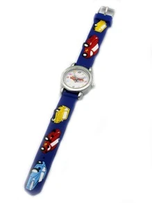 Children's Blue Car Shaped Cartoon Watch - Blue - View 2