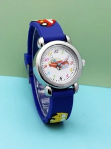 Children's Blue Car Shaped Cartoon Watch - Blue - View 1