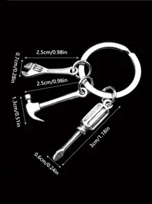 1 pieza simple de acero inoxidable martillo llave inglesa Destornillador Herramienta Llavero - Plateado - Ver 3