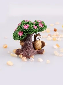 1pc Owl & Tree Design Ornament For Aquarium For Decoration - Multicolor - View 3