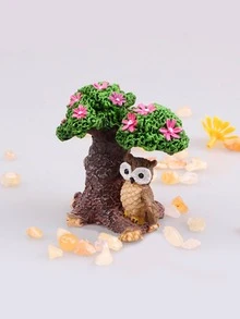 1pc Owl & Tree Design Ornament For Aquarium For Decoration - Multicolor - View 7