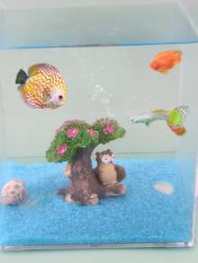 1pc Owl & Tree Design Ornament For Aquarium For Decoration - Multicolor - View 5