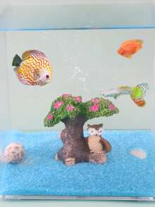 1pc Owl & Tree Design Ornament For Aquarium For Decoration - Multicolor - View 1