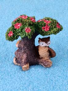 1pc Owl & Tree Design Ornament For Aquarium For Decoration - Multicolor - View 9