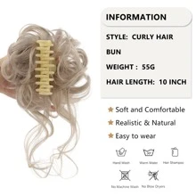 Tóc giả búi rối đàn hồi tổng hợp 10 inch kẹp tóc búi bạc tóc xoăn chignon cho phụ nữ tóc giả tự nhiên - Bạc - Xem 8