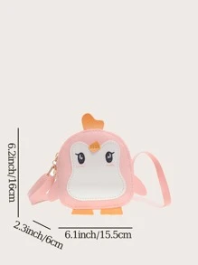 女孩儿童卡通企鹅卡通动物 PU 皮革可爱儿童斜挎包柔软儿童女孩男孩钱包 - 彩色 - 查看 7