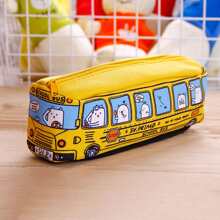 卡通汽車和巴士設計,高容量時尚帆布筆袋,學校用品