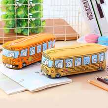 卡通汽車和巴士設計,高容量時尚帆布筆袋,學校用品