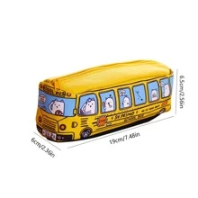 卡通汽車和巴士設計,高容量時尚帆布筆袋,學校用品