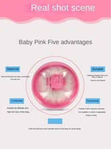 1入組髮廊清潔脫髮粉撲，嬰兒爽身粉盒，柔軟的髮粉盒美髮工具（隨機顏色） - 粉色 - 查看 4