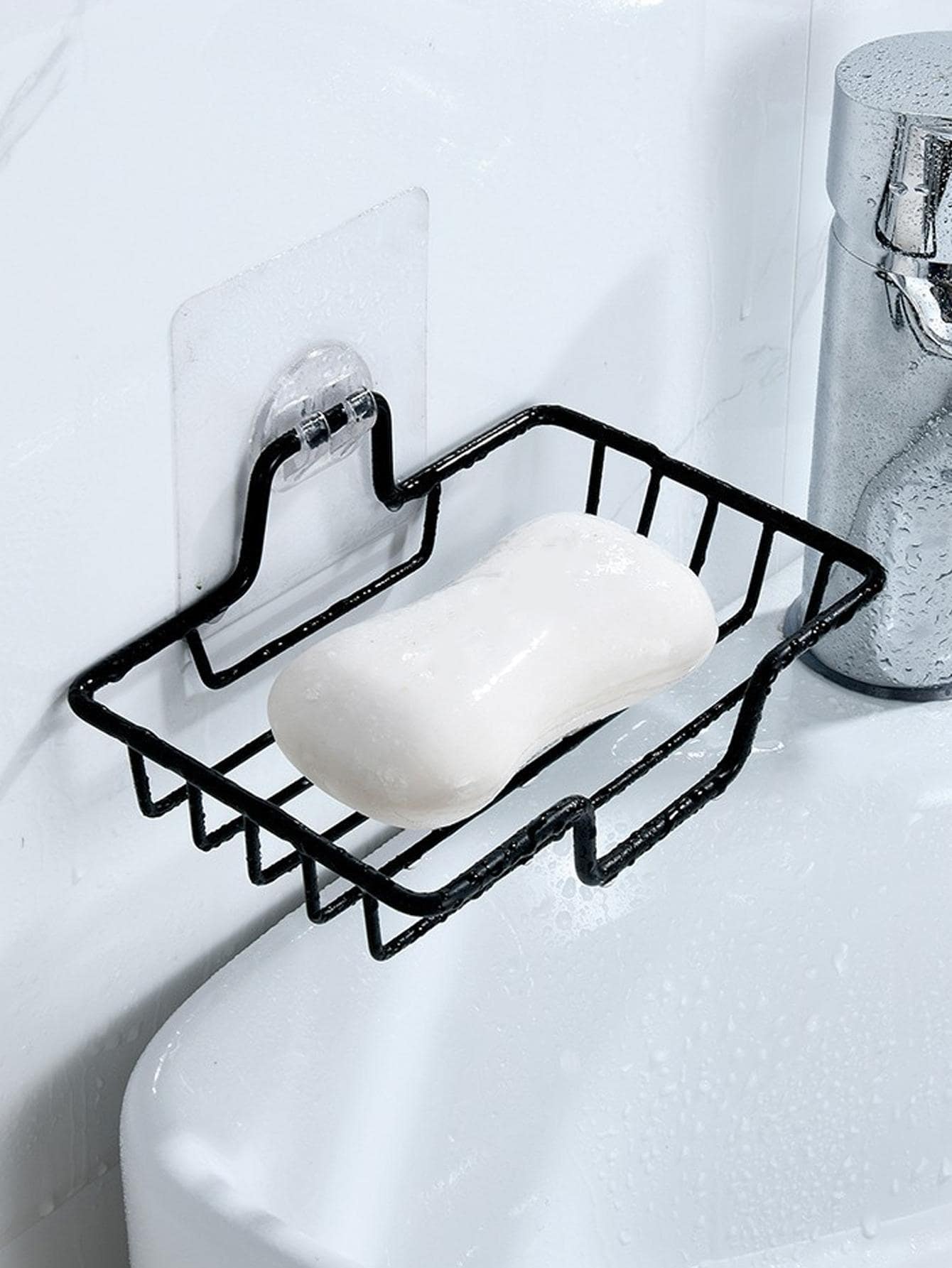 1pc Crystal Design Soap Box With Water Drain Tray, Wallmounted Soap