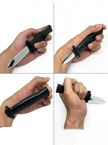 3入組黑色縮小玩具刀，可伸縮彈簧黑色玩具刀，惡作劇戲弄用道具刀，適用於化裝派對和角色扮演 - 黑色 - 查看 6