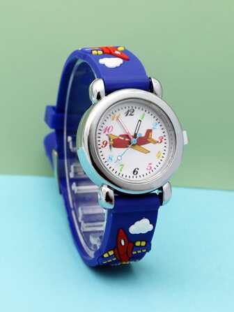 藍色飛機卡通孩子們手錶