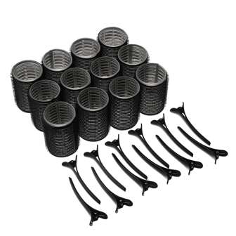 Set van 24 grote krultangen met clips, zelfklemmende krultangen geschikt voor lang, halflang en kort haar, pony's, doe-het-zelf krultang (inclusief 12 grote krultangen + 12 clips), haarrollers, krullen zonder warmte, haarkrultang, haarproducten en accessoires voor kapperssalons, beauty reisbenodigdheden, terug naar school, reisbenodigdheden voor op vakantie, haaraccessoires voor vrouwen